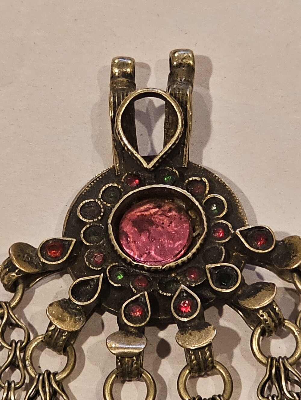 Vintage Kuchi Tribal Pendant – Afghan Boho Jewelry with Chains & Bells